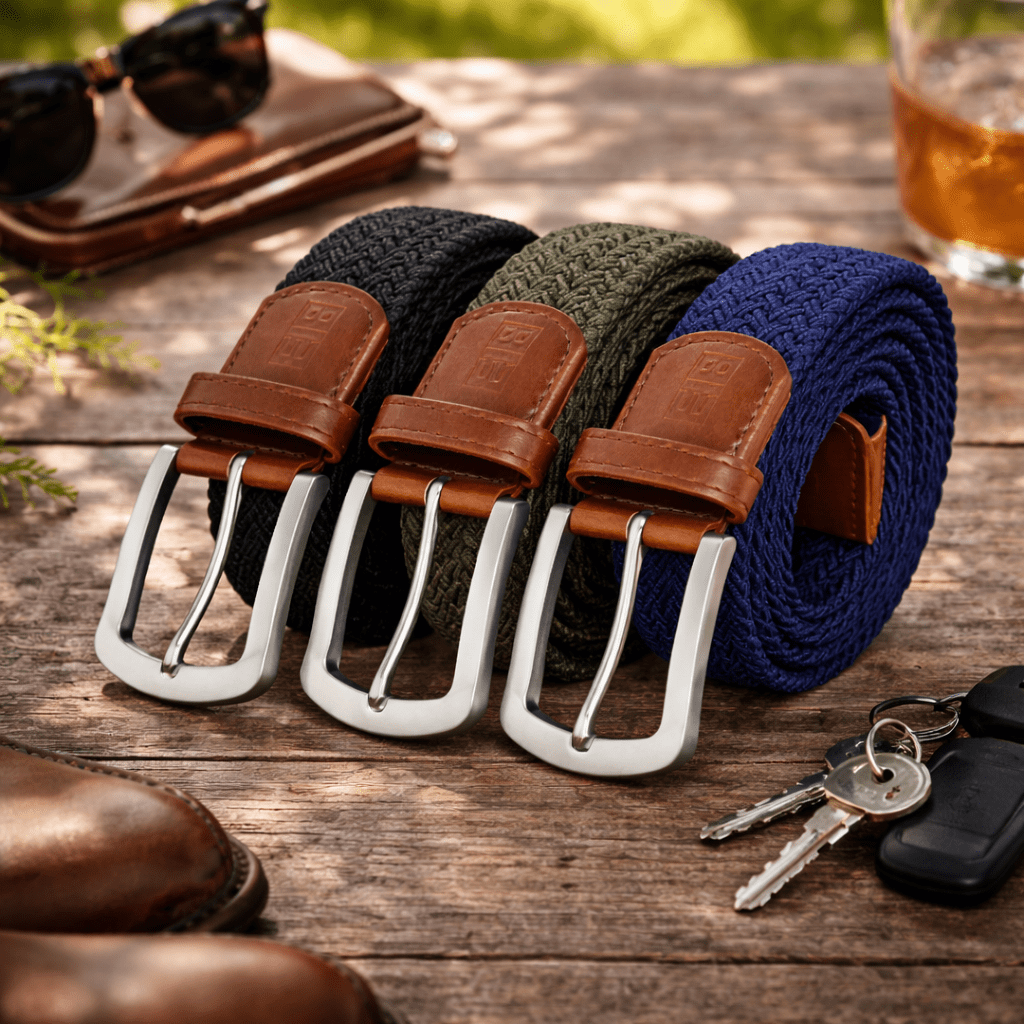 East/18 Men's Perfect Fit Woven Stretch Golf Belt, "Shadow" 3 - Pack - East/18