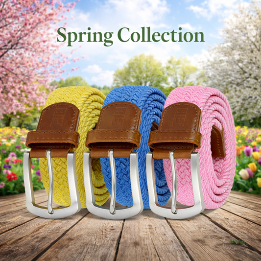 East/18 Men's Perfect Fit Woven Stretch Golf Belt, "Spring" 3 - Pack - East/18