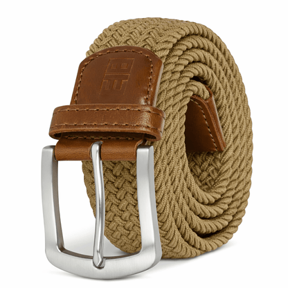 East/18 Perfect Fit Woven Stretch Golf Belt, Khaki - East/18