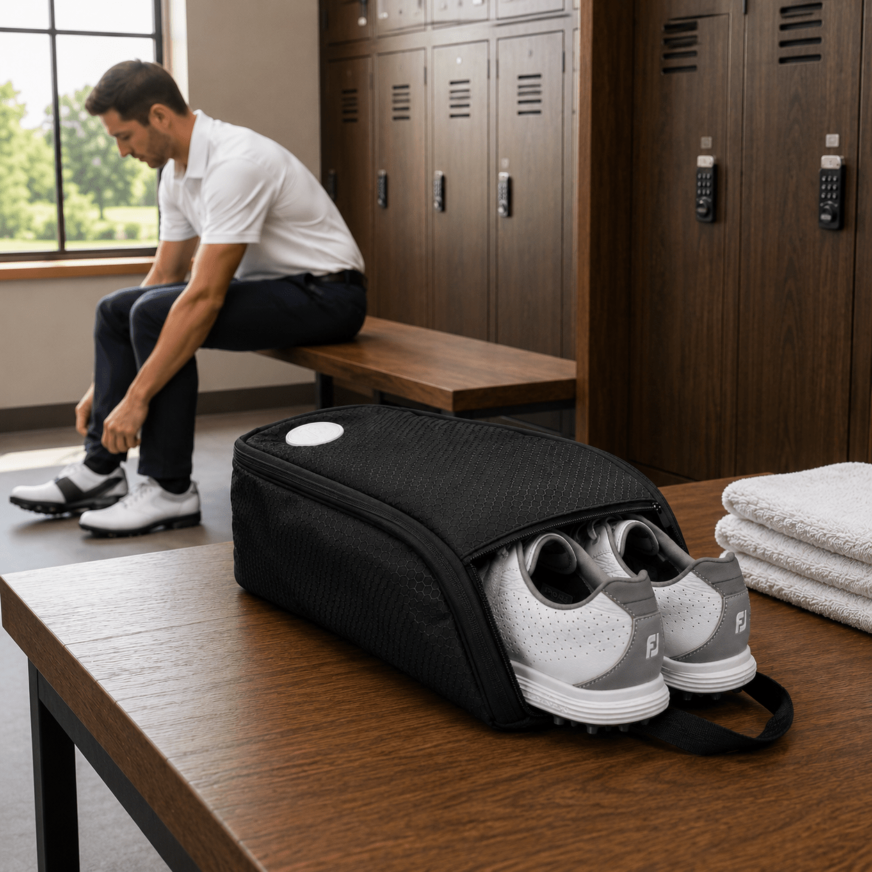Hudson Black Nylon Golf Shoe Bag - East/18