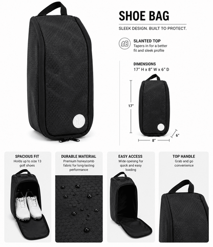 Hudson Golf Shoe Bag, Black Nylon - East/18