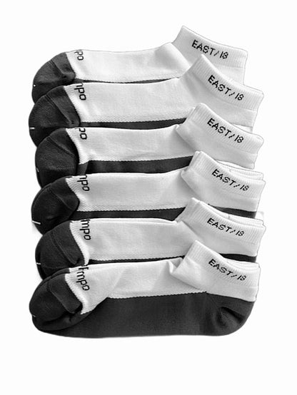 East/18 Men’s Golf Low-Show Tempo Ankle Socks, O/S, White, 6 Pack