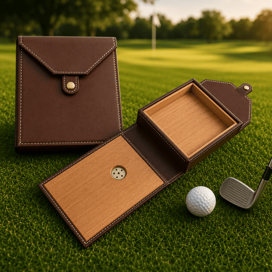 Travel Cigar Humidor Box, Book Snap Closure, Vegan Leather and Cedar - East/18Cigar Humidor Box