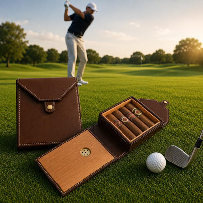 Travel Cigar Humidor Box, Book Snap Closure, Vegan Leather and Cedar - East/18Cigar Humidor Box