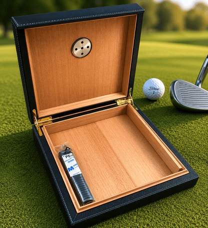 Travel Cigar Humidor Box, Magnetic Fold Over, Vegan Leather and Cedar - East/18Cigar Humidor Box
