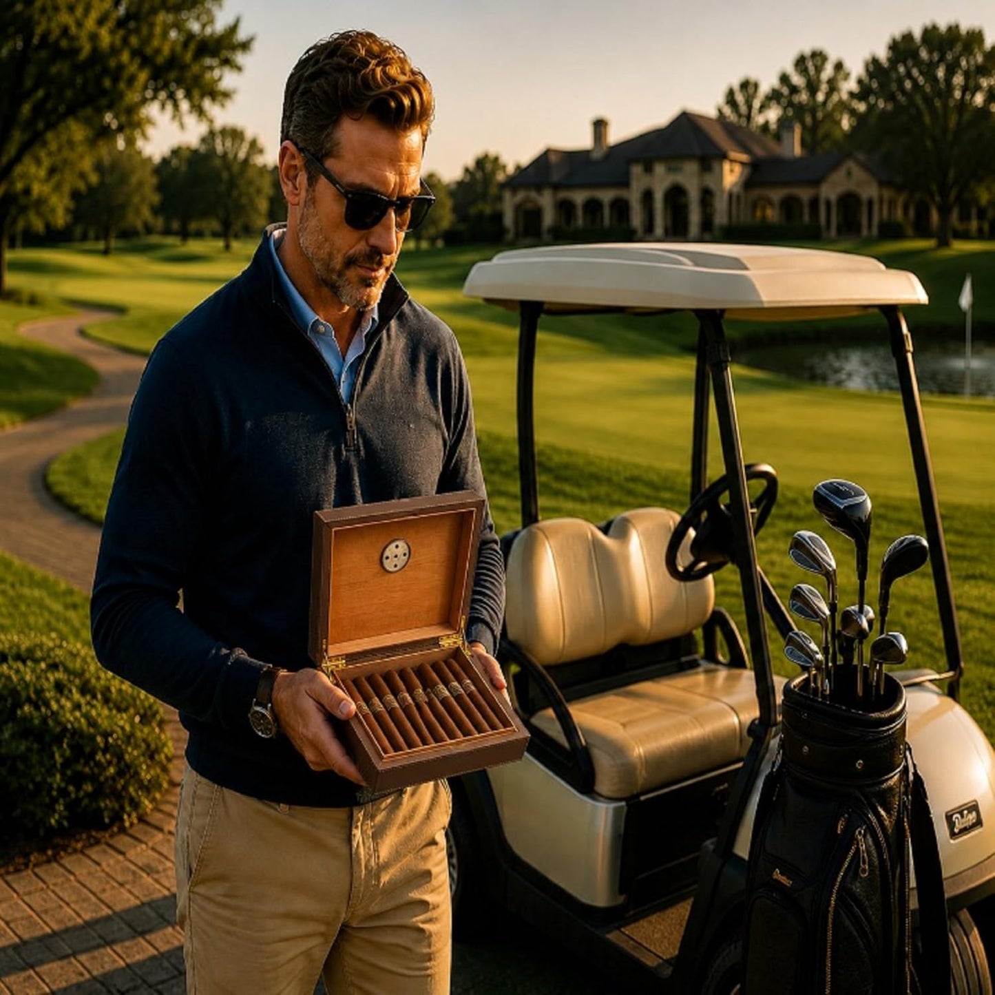 Travel Cigar Humidor Box, Magnetic Fold Over, Vegan Leather and Cedar - East/18Cigar Humidor Box