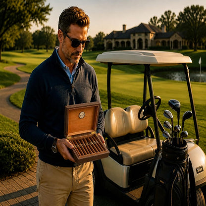 Travel Cigar Humidor Box, Magnetic Fold Over, Vegan Leather and Cedar - East/18Cigar Humidor Box