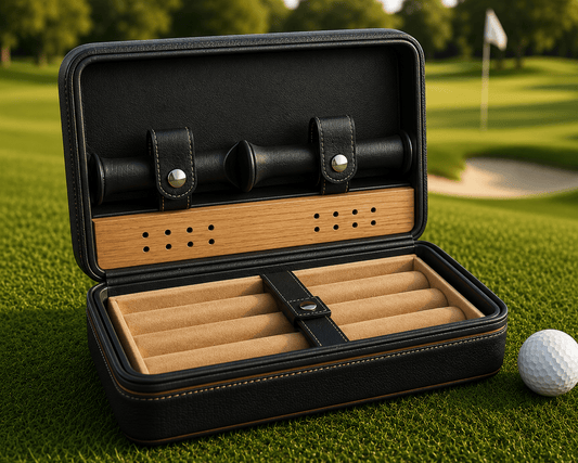 Travel Cigar Humidor Box Zippered, Black Vegan Leather and Cedar - East/18Cigar Humidor Box